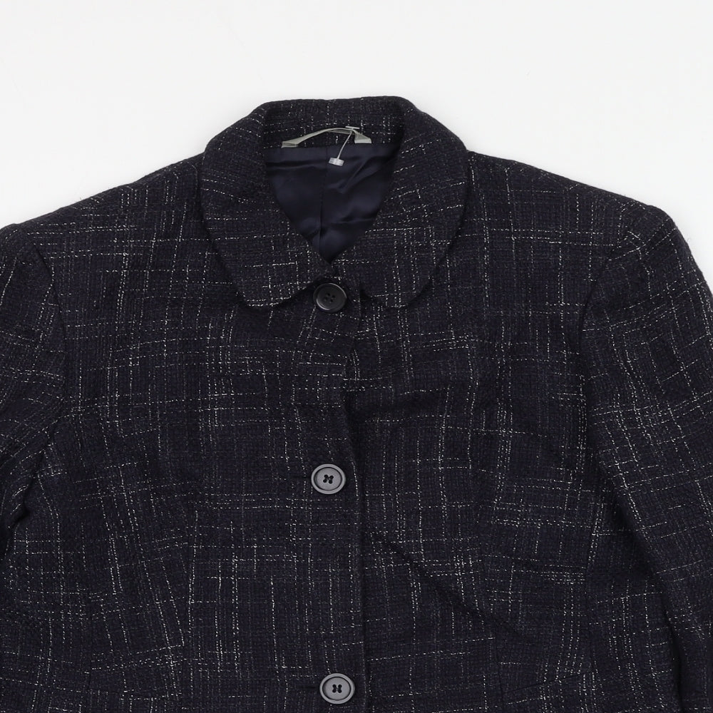 Marks and Spencer Womens Blue Check Jacket Blazer Size 10 Button