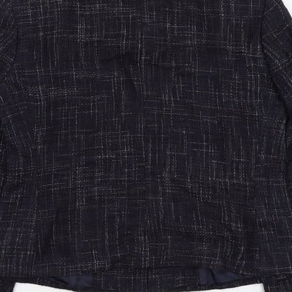 Marks & Spencer Womens Blue Check Jacket Blazer Size 10 Button