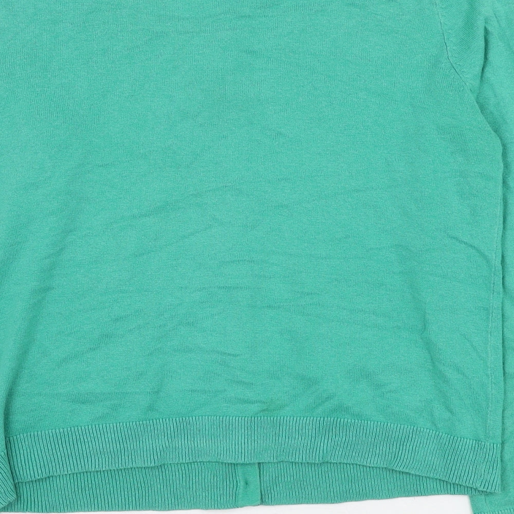 H&M Womens Green Round Neck Cotton Cardigan Jumper Size S