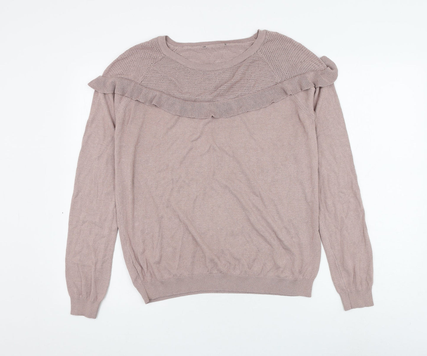 NEXT Womens Pink Round Neck Viscose Pullover Jumper Size 12
