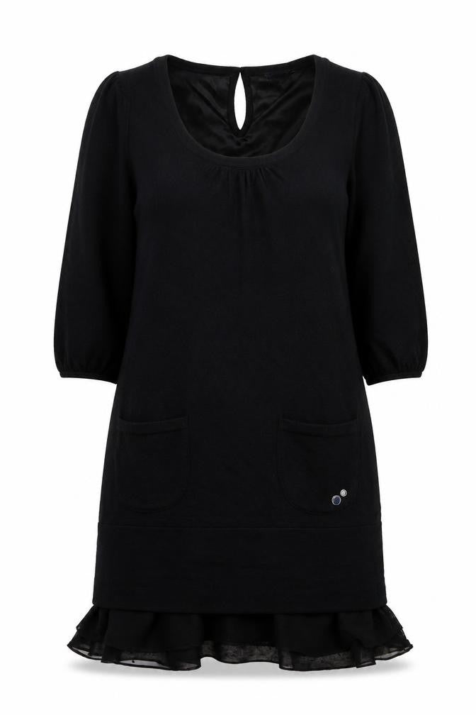 HOOCH Womens Black Wool Jumper Dress Size 10 Scoop Neck Pullover