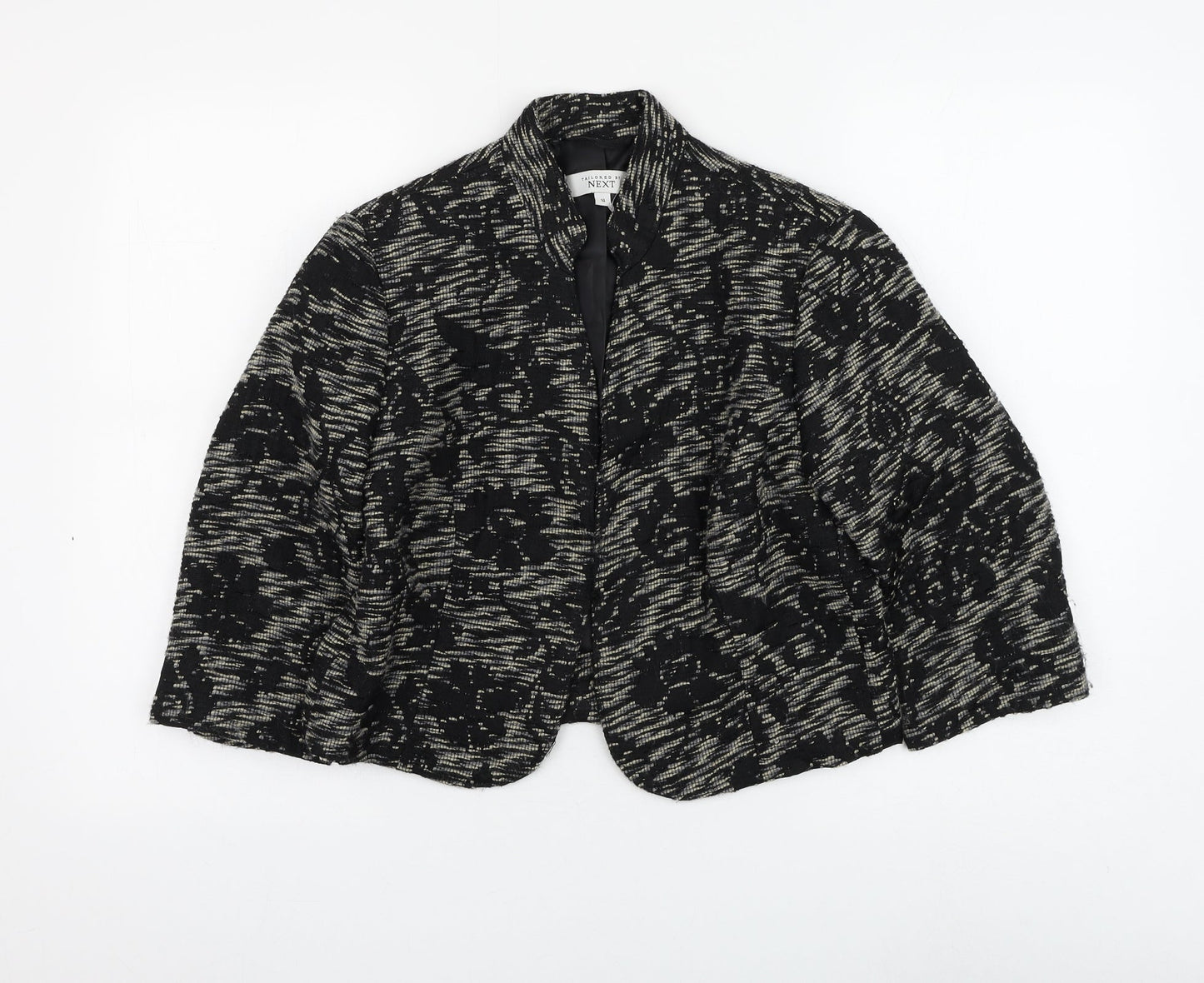 NEXT Womens Black Floral Jacket Blazer Size 14 Hook & Loop