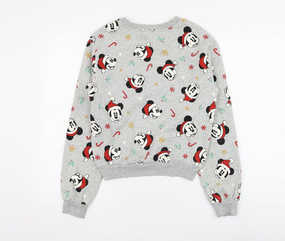 Preloved H&M Womens Grey Geometric Cotton Pullover Sweatshirt Size XS Pullover - Mickey Mouse - Back