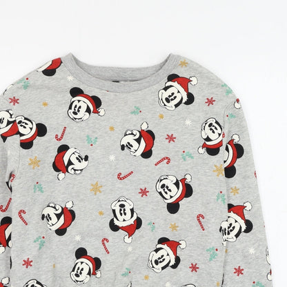 Preloved H&M Womens Grey Geometric Cotton Pullover Sweatshirt Size XS Pullover - Mickey Mouse - Detail