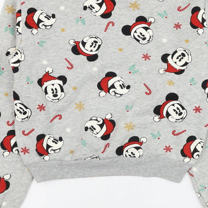 Preloved H&M Womens Grey Geometric Cotton Pullover Sweatshirt Size XS Pullover - Mickey Mouse - Label