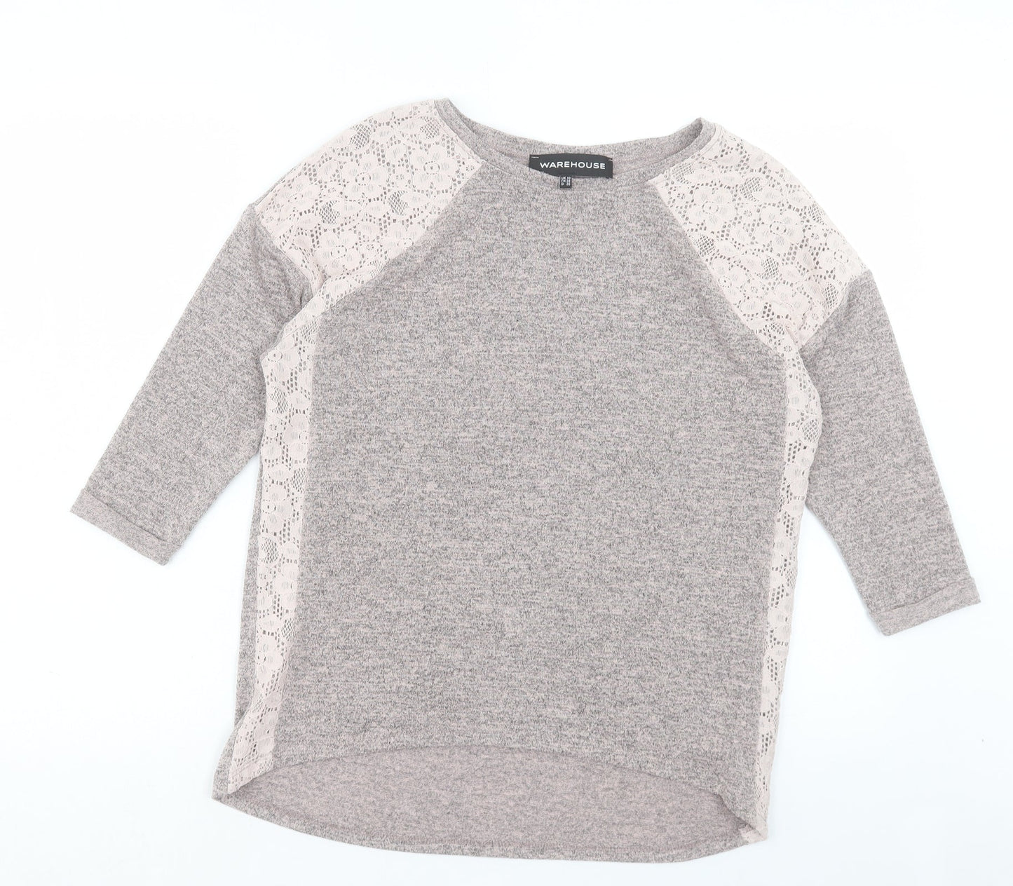 Warehouse Womens Grey Crew Neck Polyester Pullover Jumper Size 10