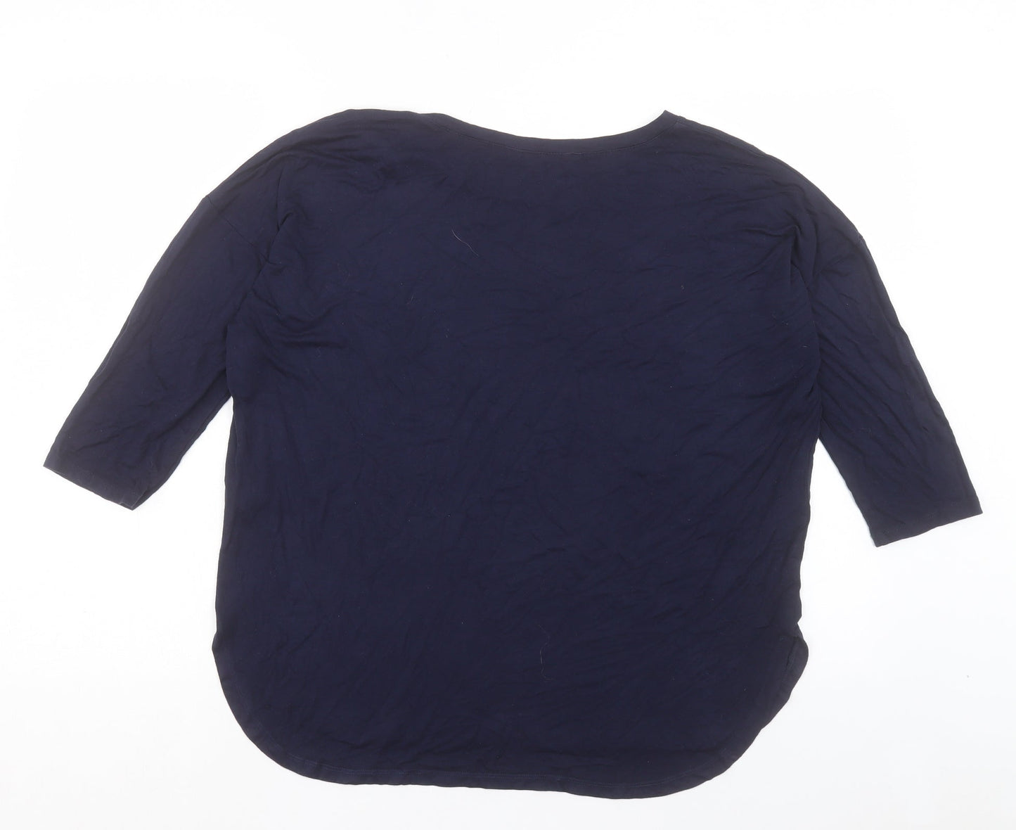Dorothy Perkins Womens Blue Viscose Basic T-Shirt Size 12 Boat Neck