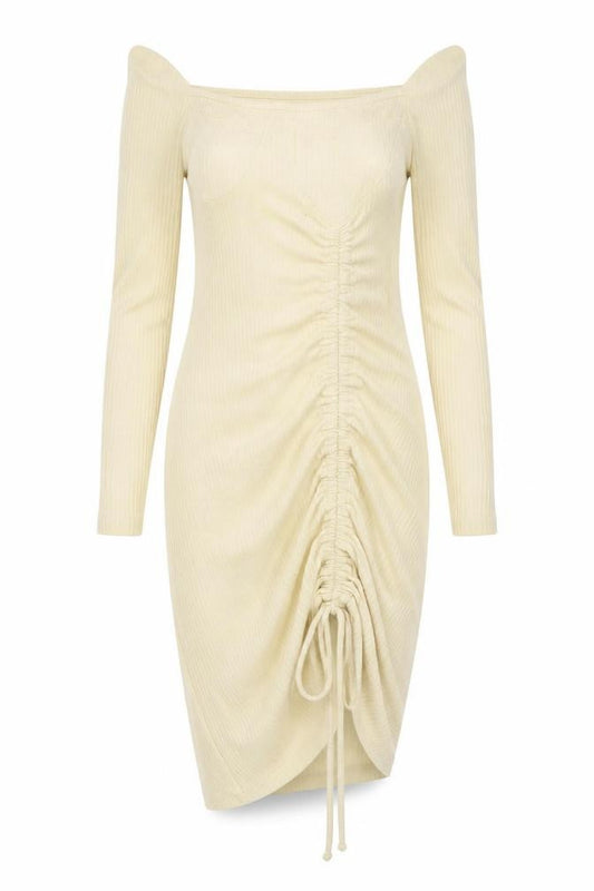 PRETTYLITTLETHING Womens Ivory Polyester Bodycon Size 6 Square Neck Pullover
