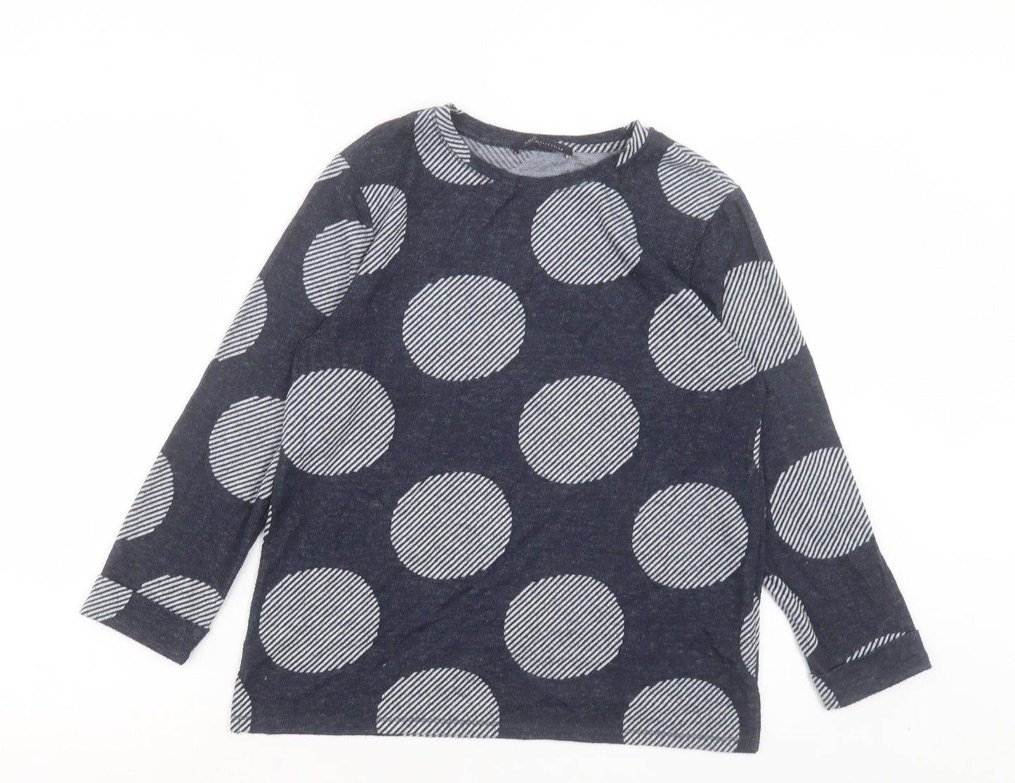 Marks and Spencer Womens Blue Crew Neck Polka Dot Polyester Pullover Jumper Size 10