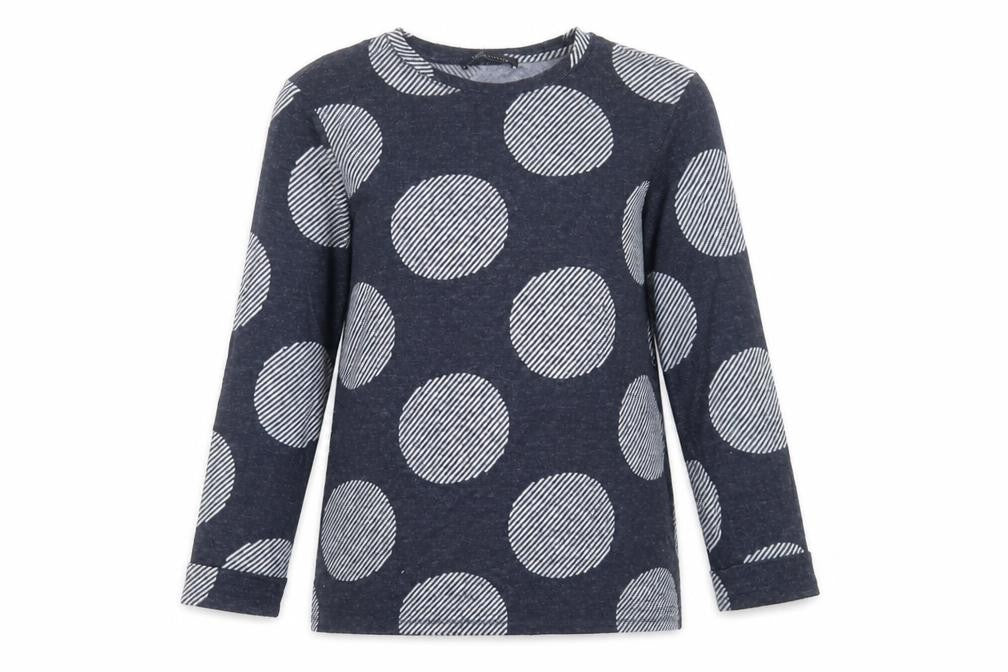 Marks & Spencer Womens Blue Crew Neck Polka Dot Polyester Pullover Jumper Size 10