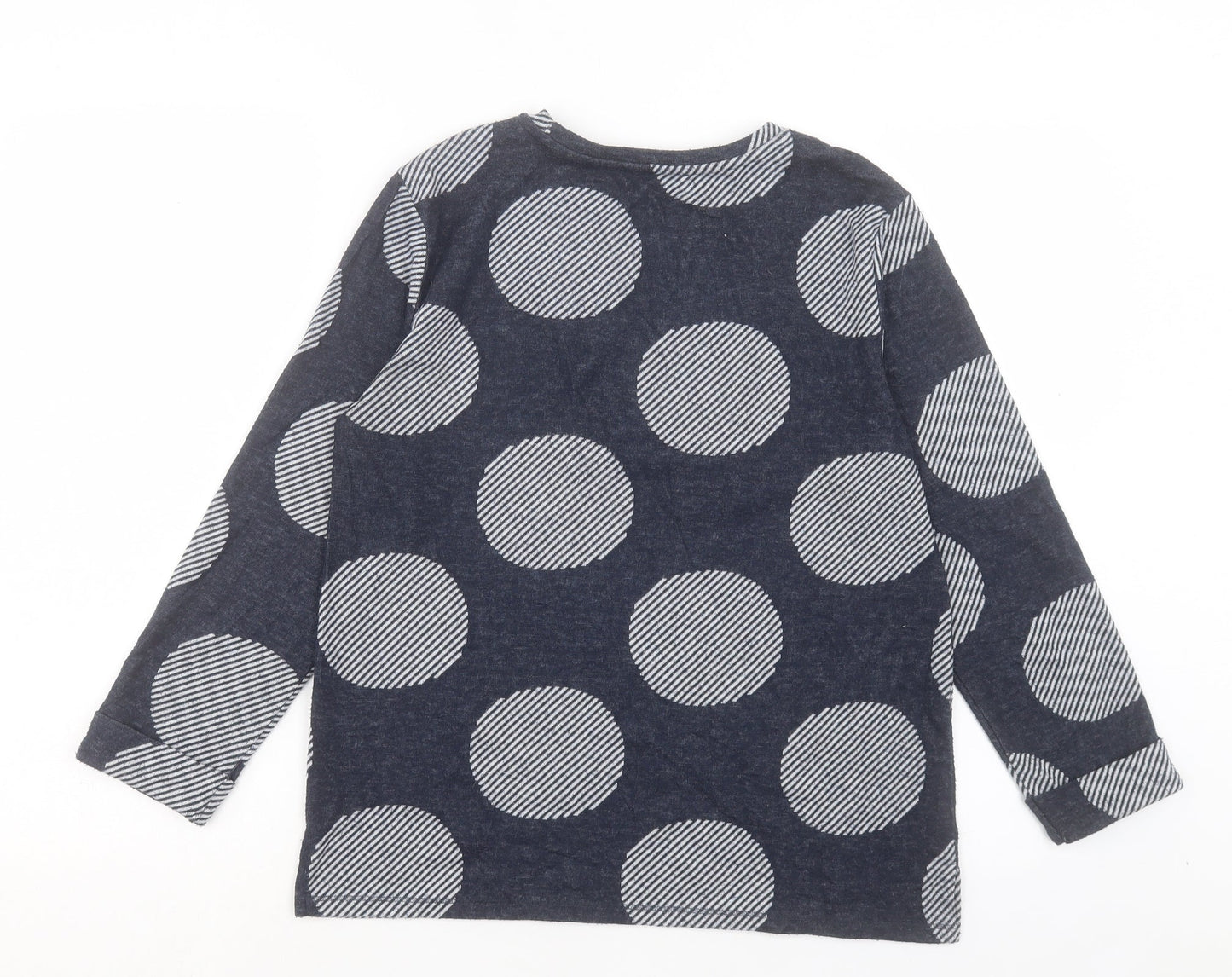 Marks and Spencer Womens Blue Crew Neck Polka Dot Polyester Pullover Jumper Size 10