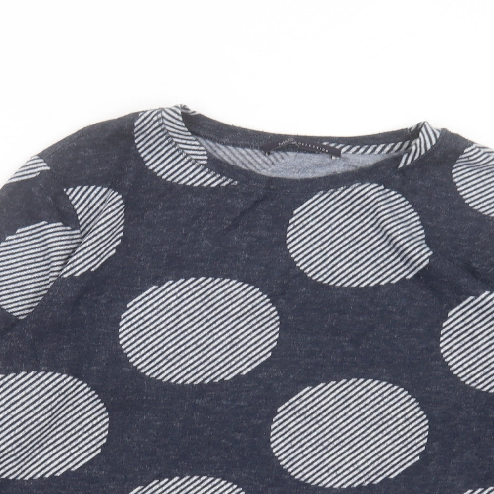 Marks and Spencer Womens Blue Crew Neck Polka Dot Polyester Pullover Jumper Size 10