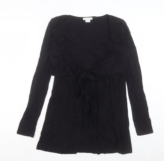 mamas & papas Womens Black Viscose Tunic Blouse Size 8 V-Neck