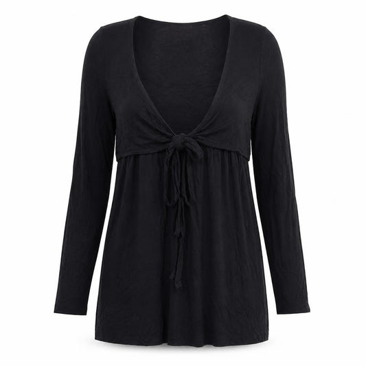 mamas & papas Womens Black Viscose Tunic Blouse Size 8 V-Neck