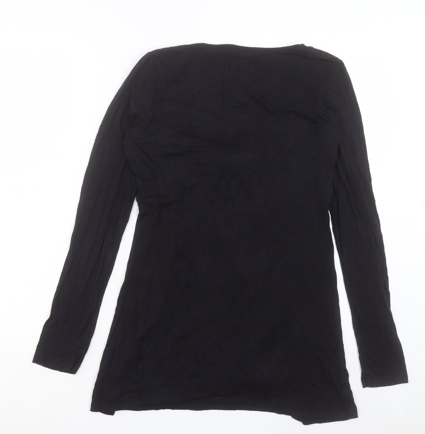 mamas & papas Womens Black Viscose Tunic Blouse Size 8 V-Neck