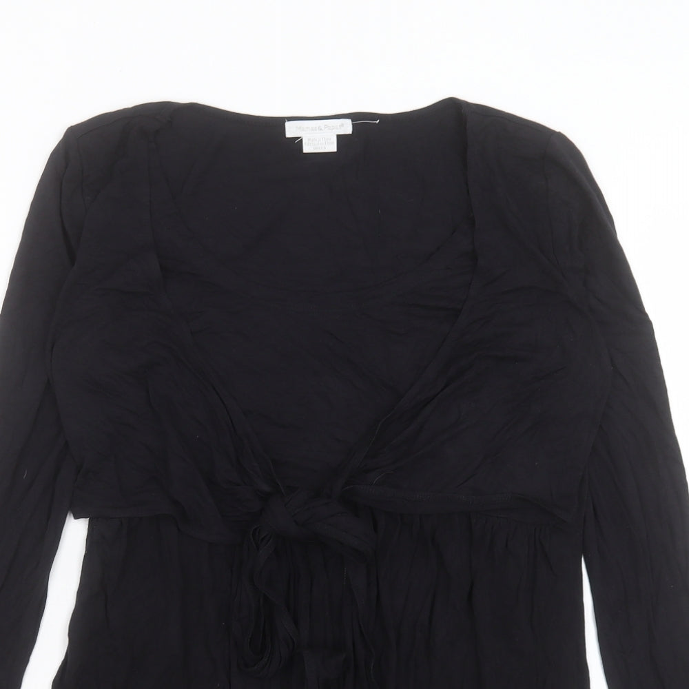 mamas & papas Womens Black Viscose Tunic Blouse Size 8 V-Neck