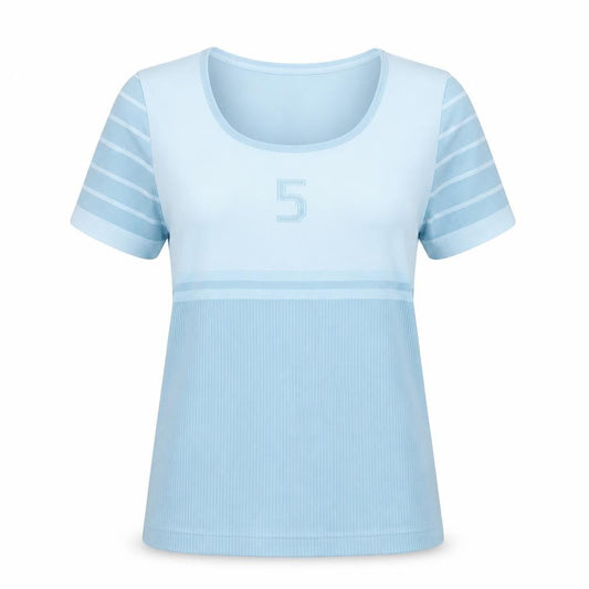 Levante Womens Blue Polyester Basic T-Shirt Size L Crew Neck Pullover - Compression
