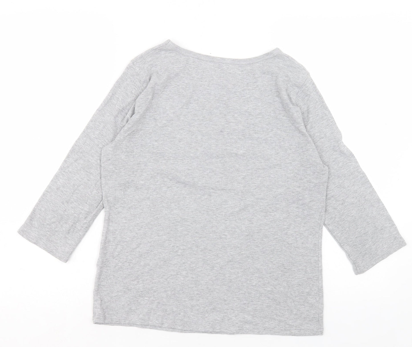 Authentics Womens Grey Polyester Basic T-Shirt Size 14 Crew Neck