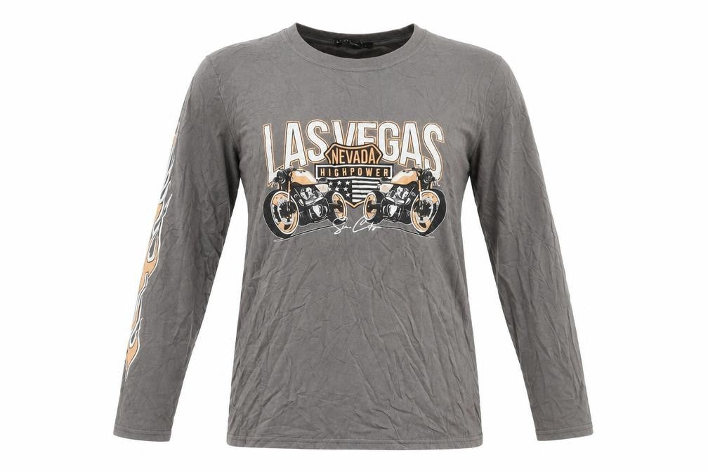Nasty Gal Womens Grey Polyester Basic T-Shirt Size 8 Crew Neck - Las Vegas