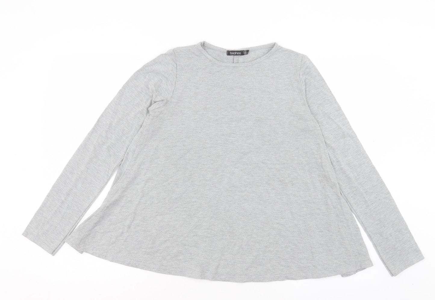 Boohoo Womens Grey Polyester Basic T-Shirt Size 10 Crew Neck