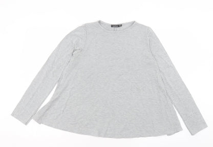 Boohoo Womens Grey Polyester Basic T-Shirt Size 10 Crew Neck