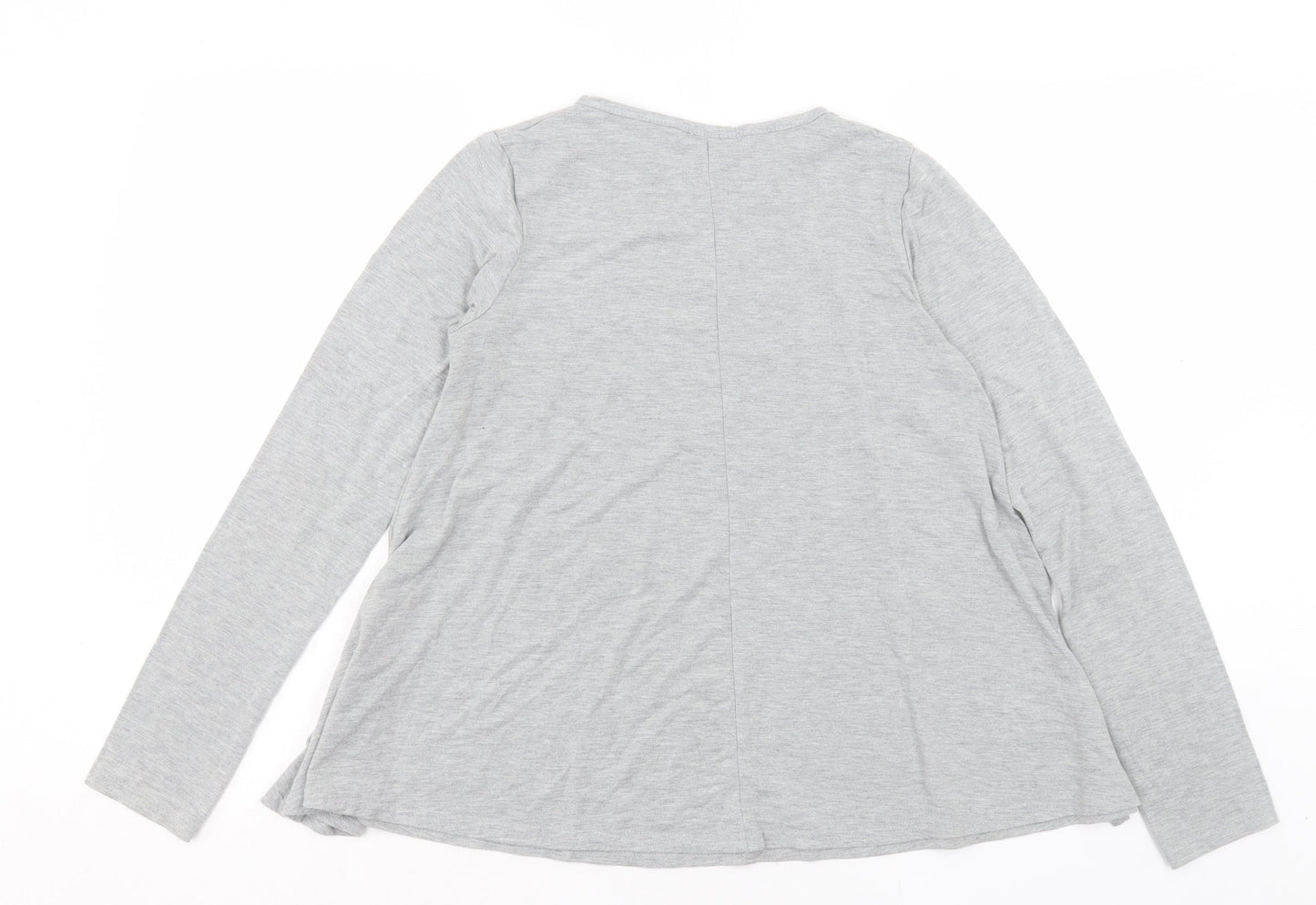 Boohoo Womens Grey Polyester Basic T-Shirt Size 10 Crew Neck