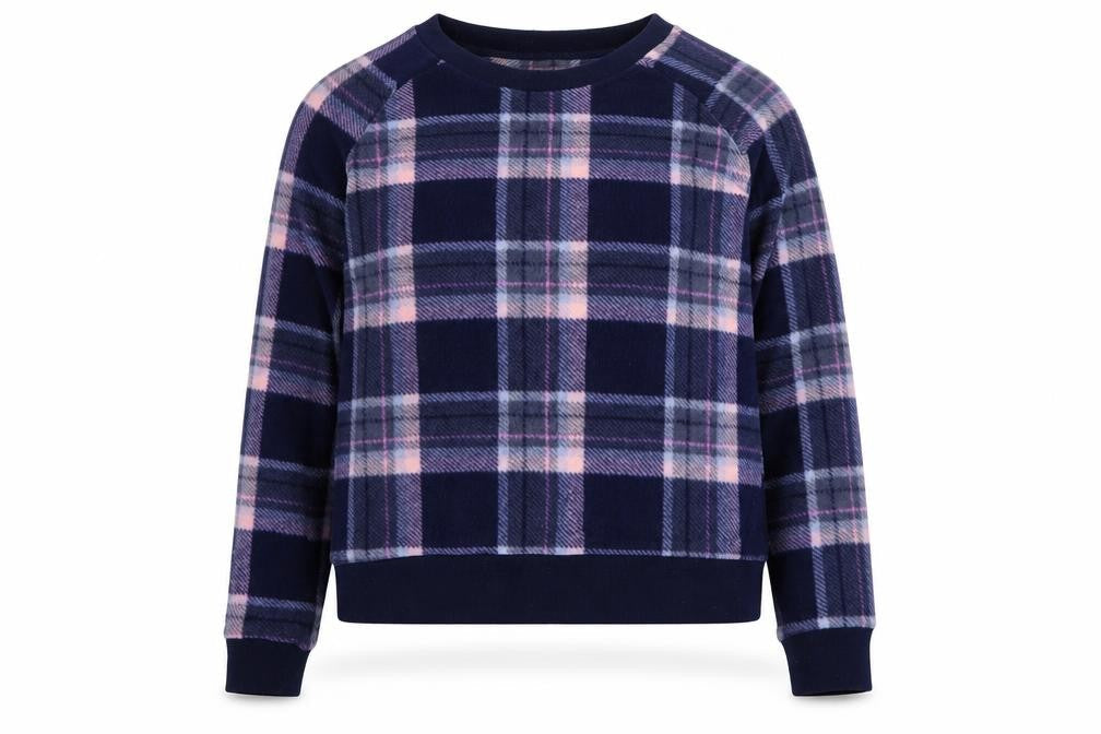 New Look Womens Blue Plaid 100% Polyester Pullover Sweatshirt Size M