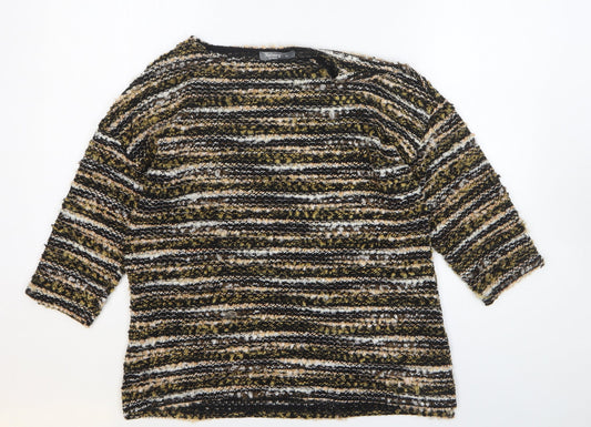 Nutmeg Womens Multicoloured Round Neck Striped Acrylic Pullover Jumper Size 10