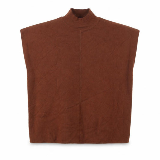 F&F Womens Brown Viscose Basic T-Shirt Size S High Neck