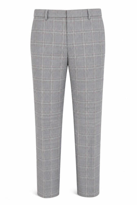Zara Mens Grey Plaid Polyester Chino Trousers Size M L27 in Regular Zip