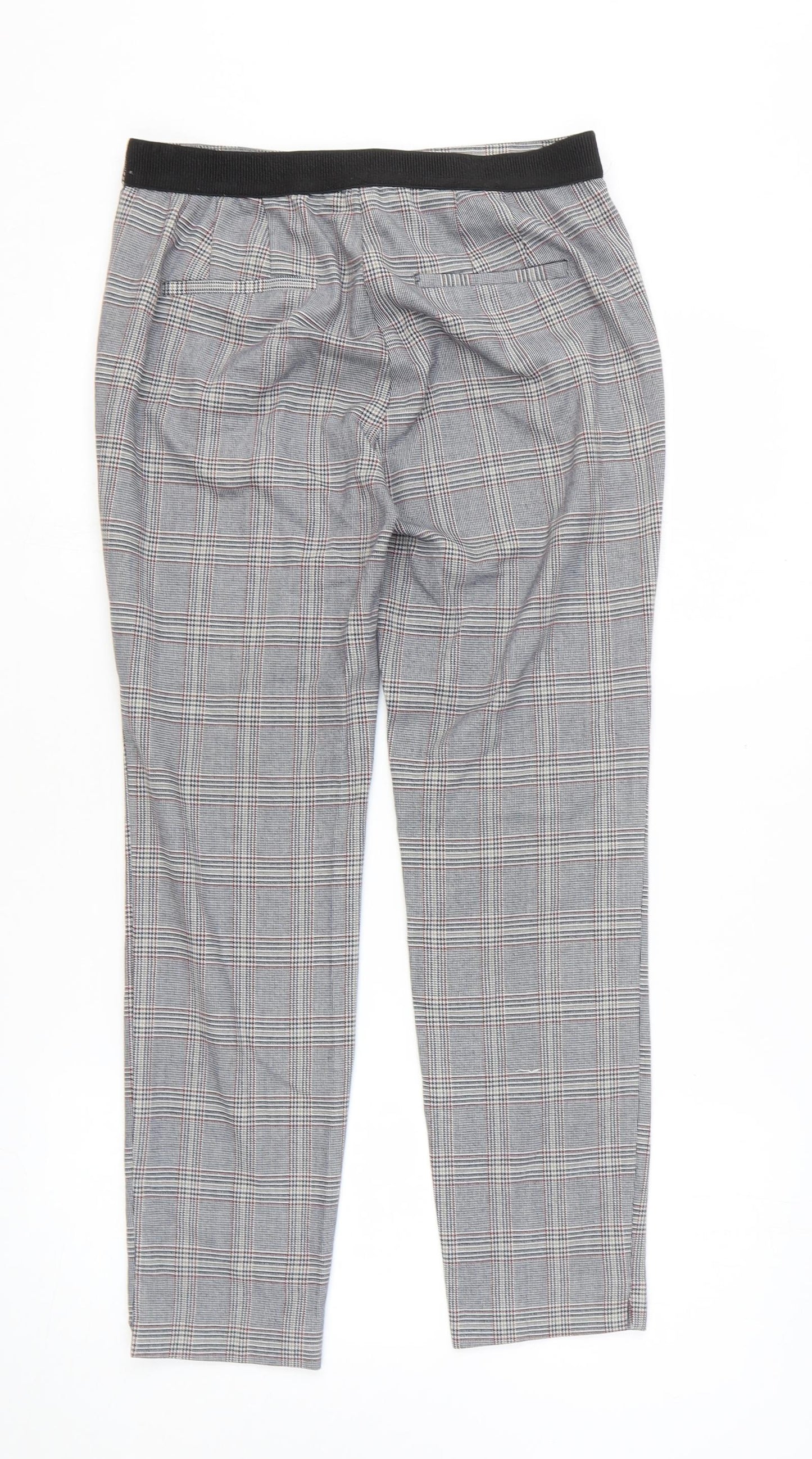 Zara Mens Grey Plaid Polyester Chino Trousers Size M L27 in Regular Zip
