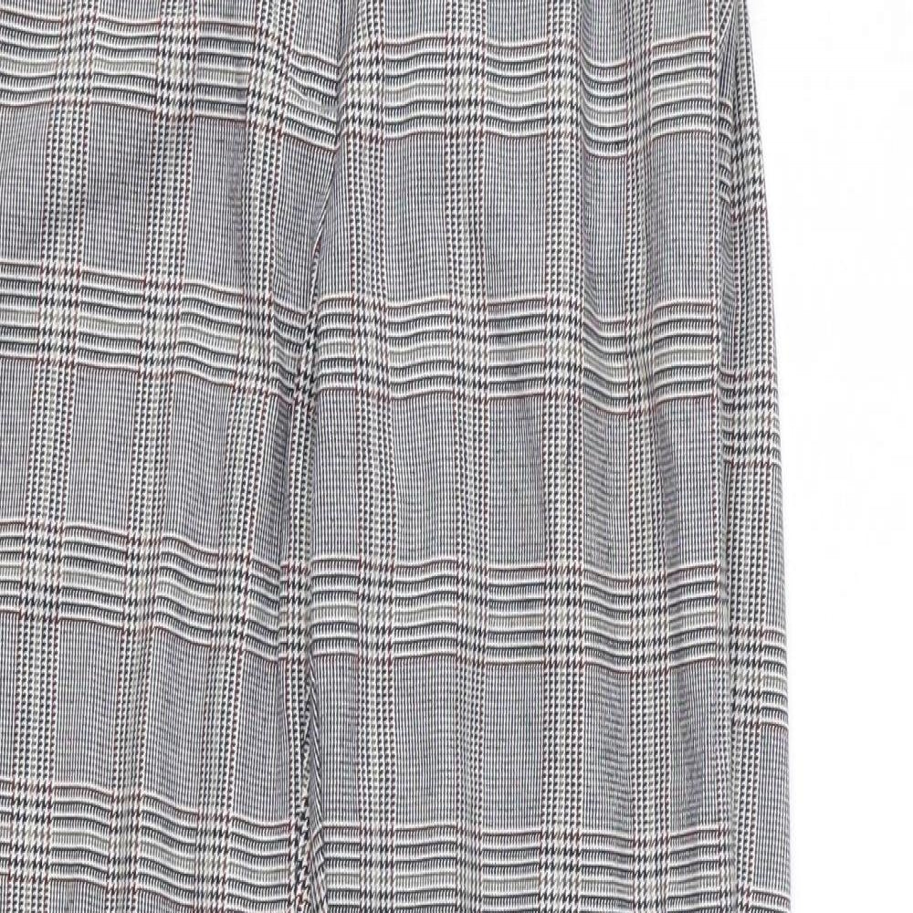 Zara Mens Grey Plaid Polyester Chino Trousers Size M L27 in Regular Zip
