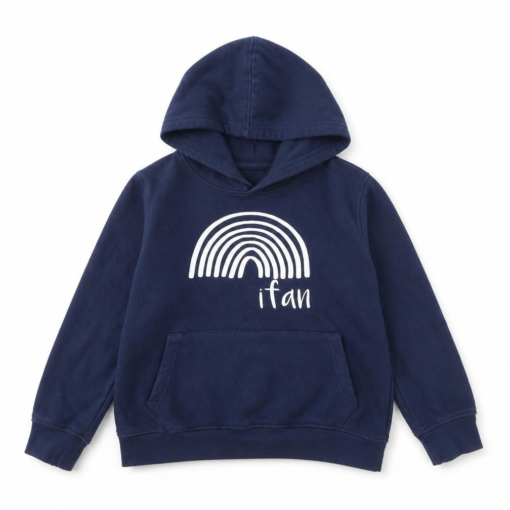 Preworn Boys Blue Cotton Pullover Hoodie Size 4-5 Years Pullover - Rainbow