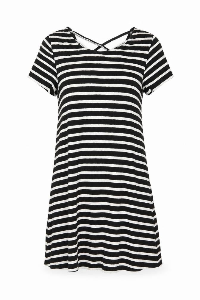 Only Womens Black Striped Viscose A-Line Size M Round Neck Pullover