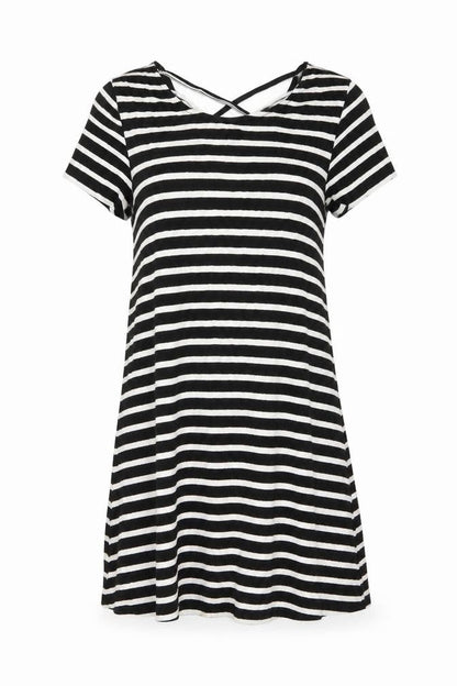Only Womens Black Striped Viscose A-Line Size M Round Neck Pullover