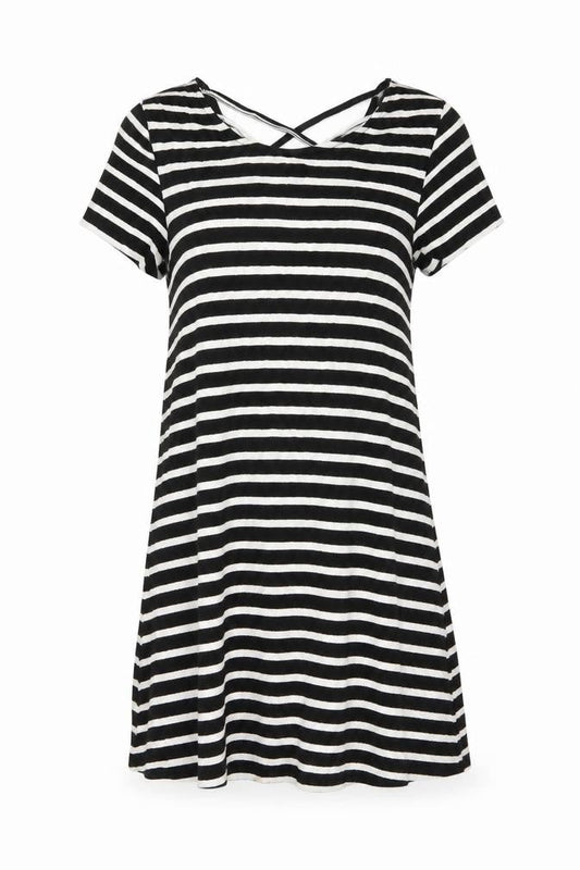 Only Womens Black Striped Viscose A-Line Size M Round Neck Pullover