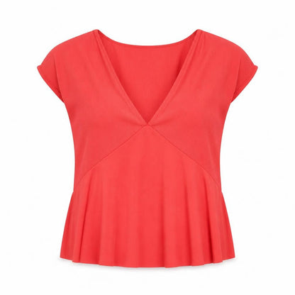 Zara Womens Red Polyester Basic Blouse Size M V-Neck