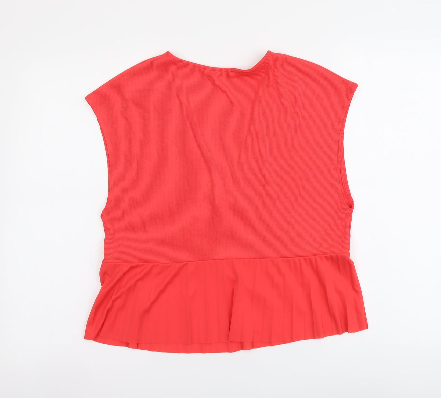 Zara Womens Red Polyester Basic Blouse Size M V-Neck