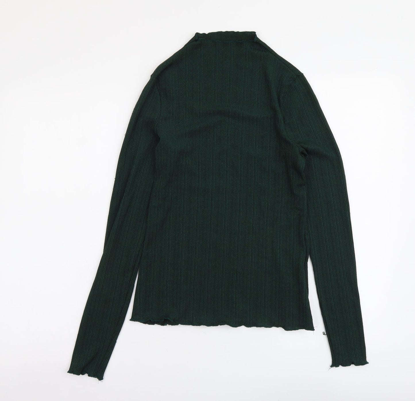 H&M Womens Green Polyester Basic Blouse Size M Mock Neck