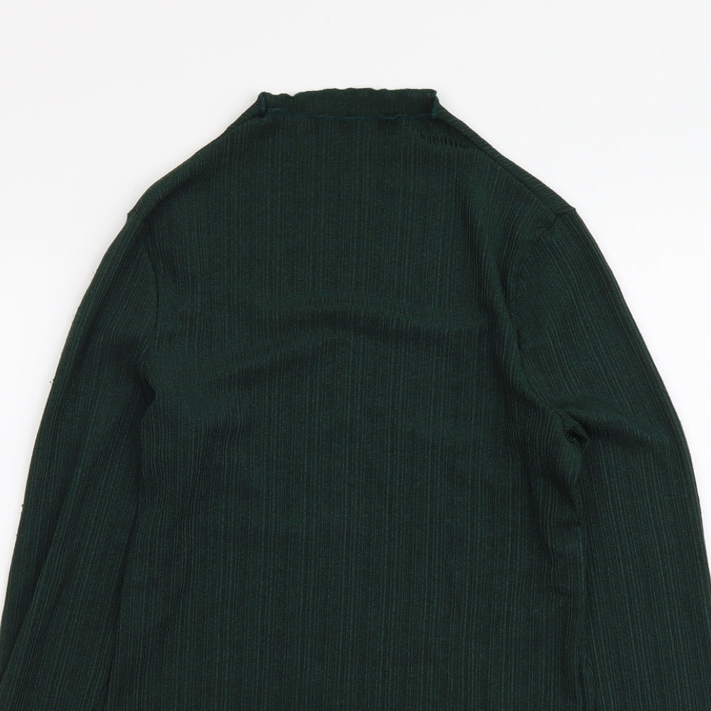 H&M Womens Green Polyester Basic Blouse Size M Mock Neck