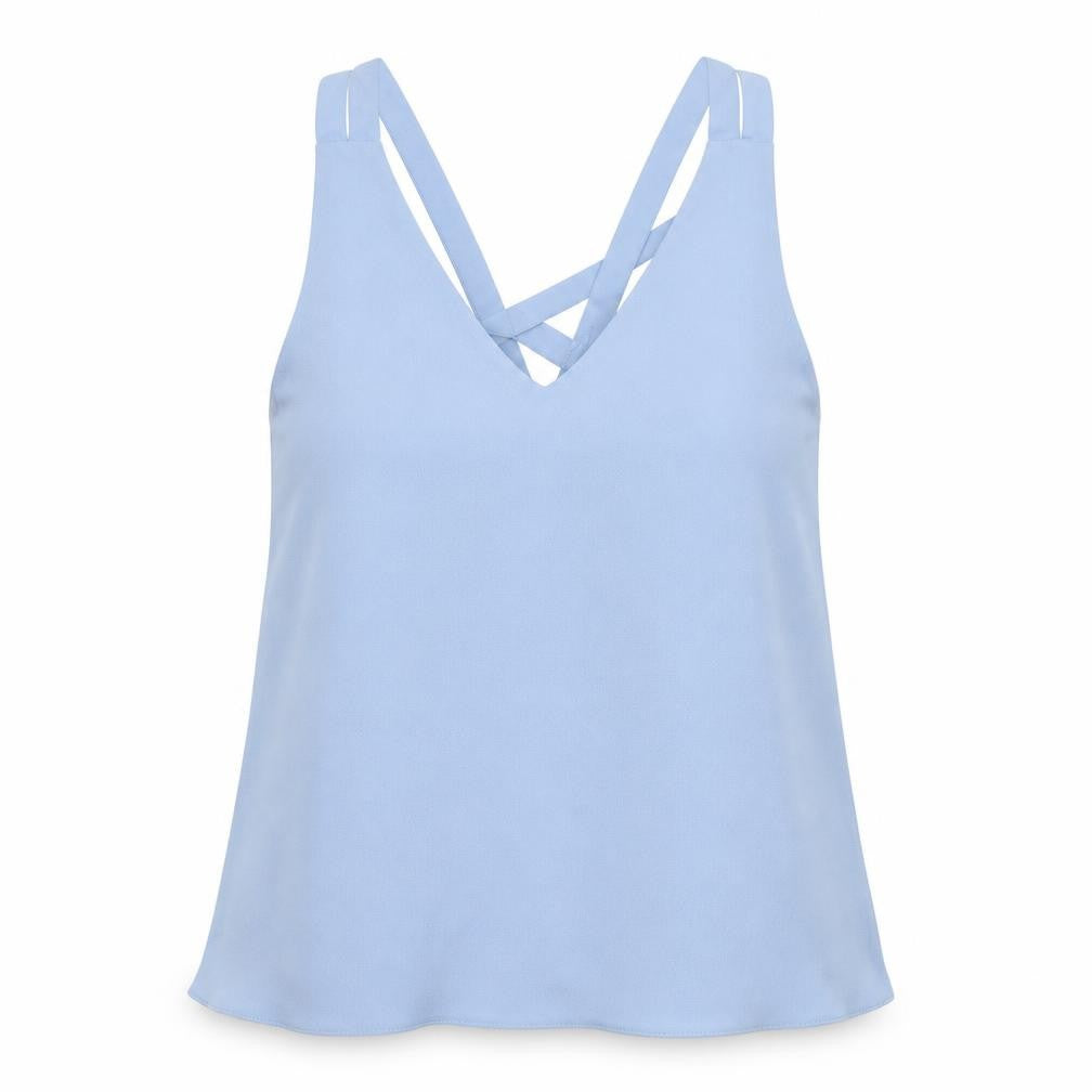 River Island Womens Blue Polyester Basic Blouse Size 4 V-Neck