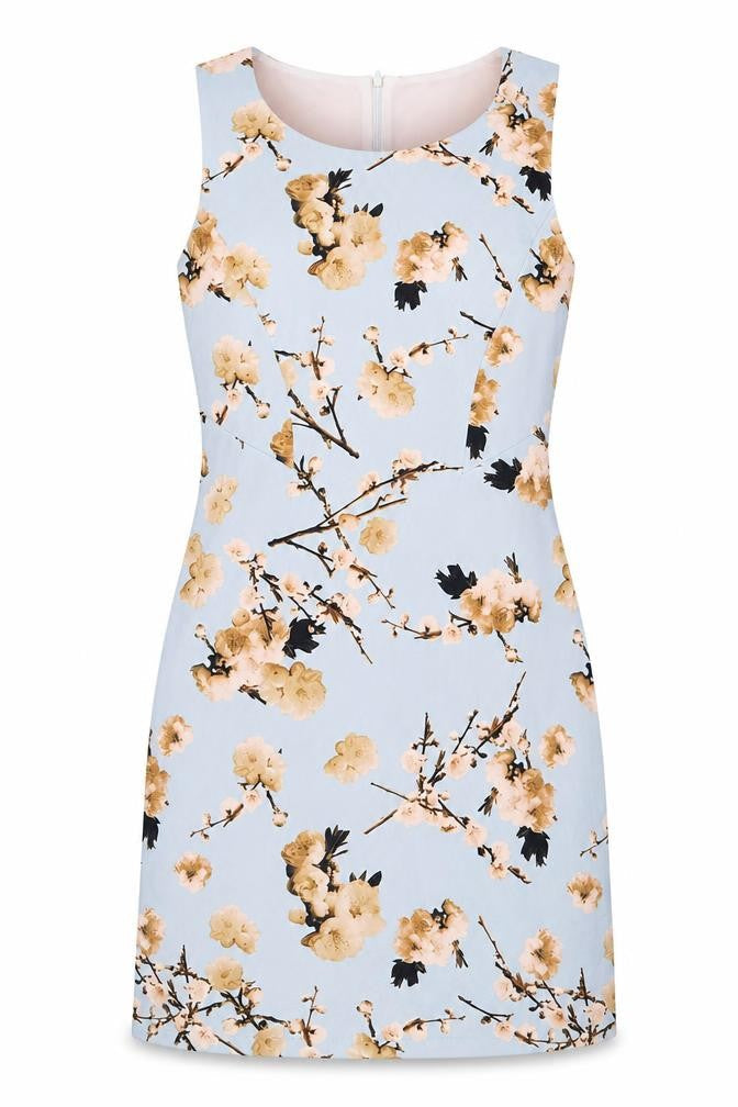 Smashed Lemon Womens Blue Floral Polyester A-Line Size S Round Neck Zip