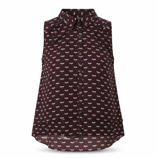 Marks and Spencer Womens Purple Geometric Polyester Basic Button-Up Size 10 Collared