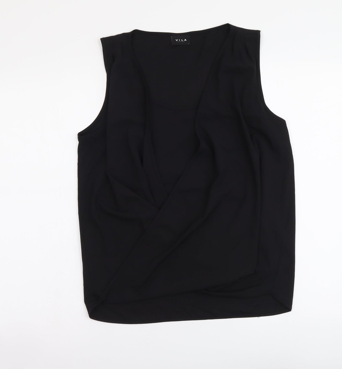 VILA Womens Black Polyester Basic Tank Size L V-Neck