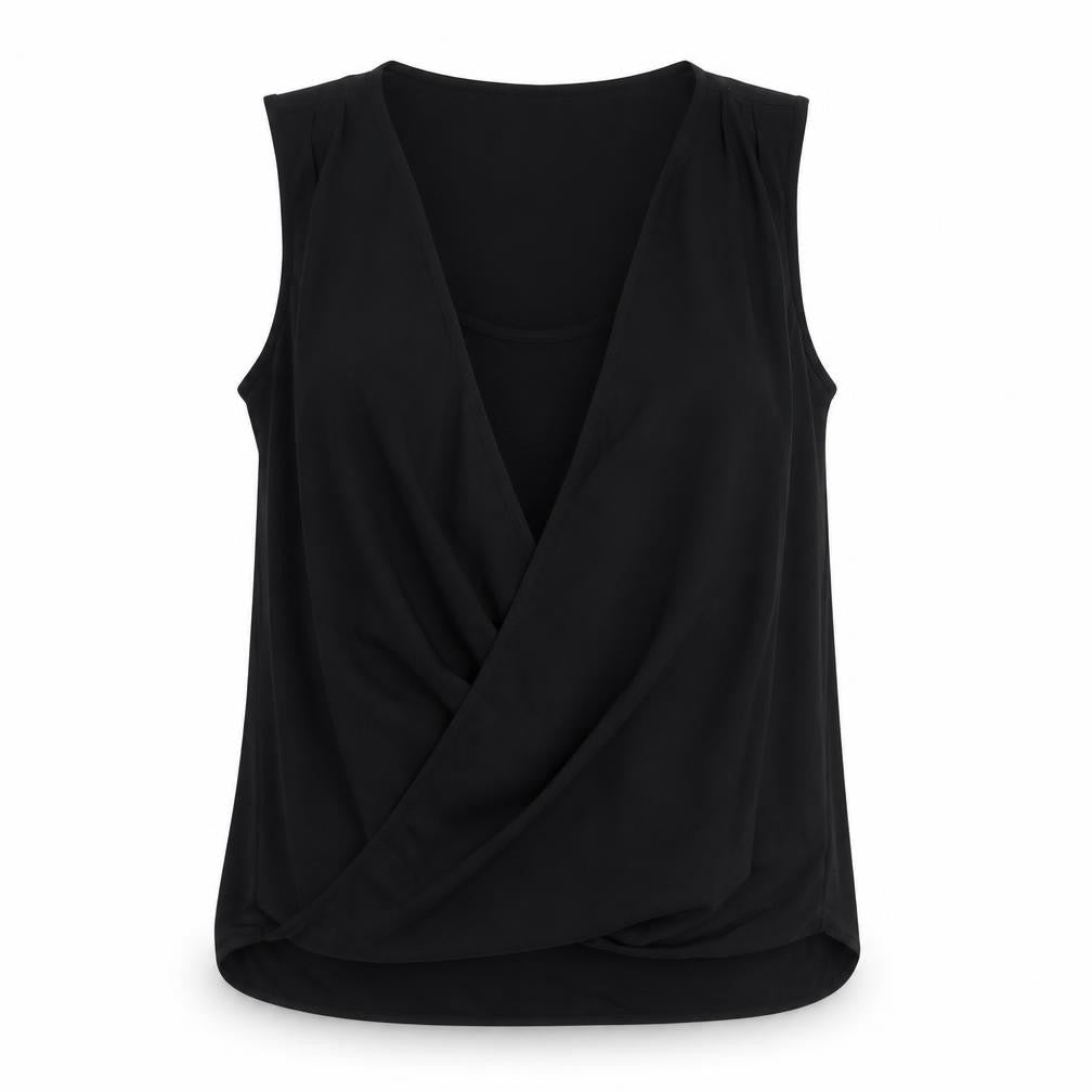 VILA Womens Black Polyester Basic Tank Size L V-Neck