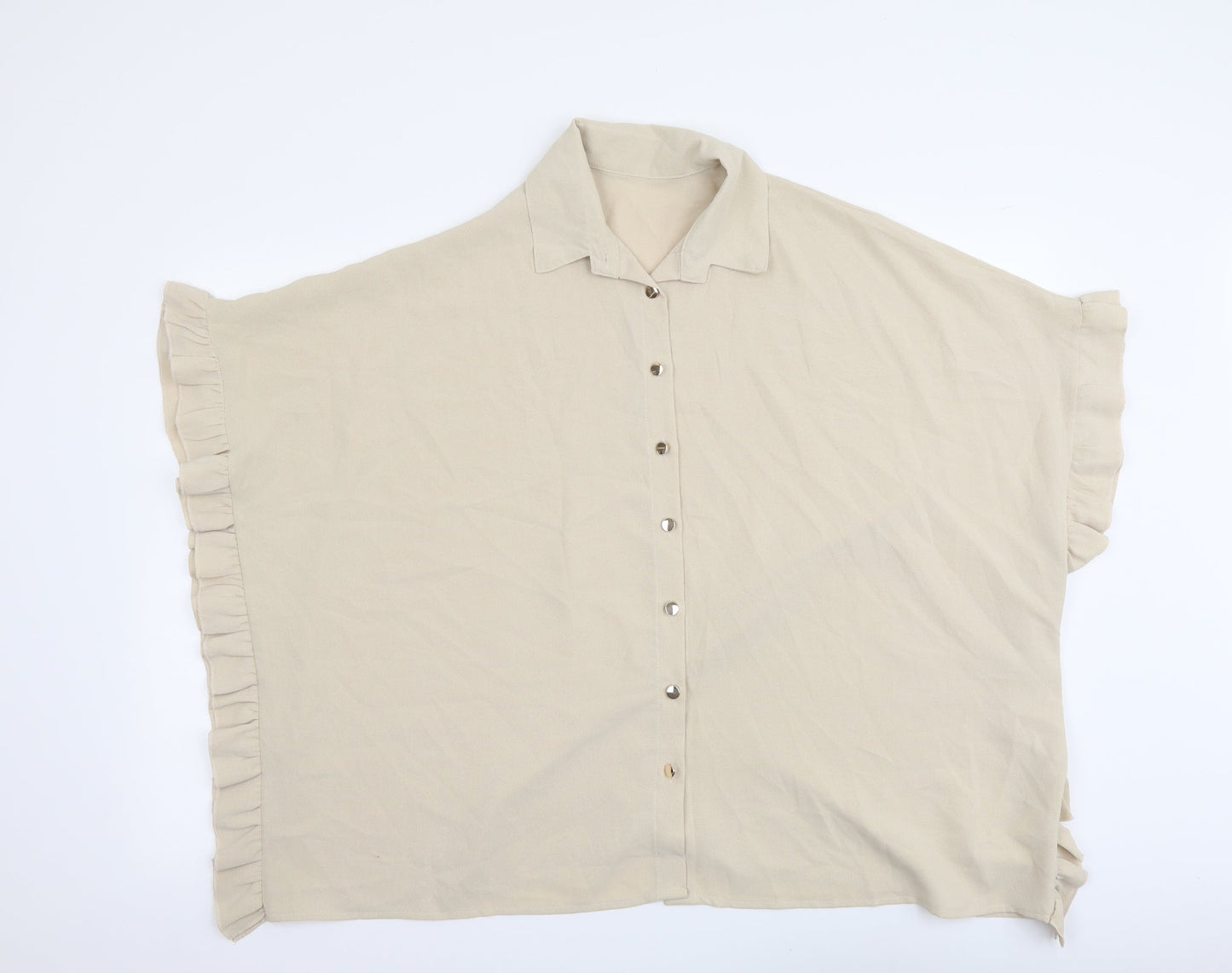 Cameo Rose Womens Beige Polyester Basic Button-Up Size S Collared