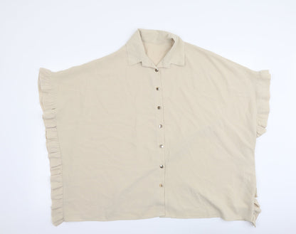 Cameo Rose Womens Beige Polyester Basic Button-Up Size S Collared