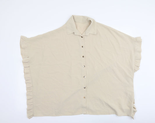 Cameo Rose Womens Beige Polyester Basic Button-Up Size S Collared