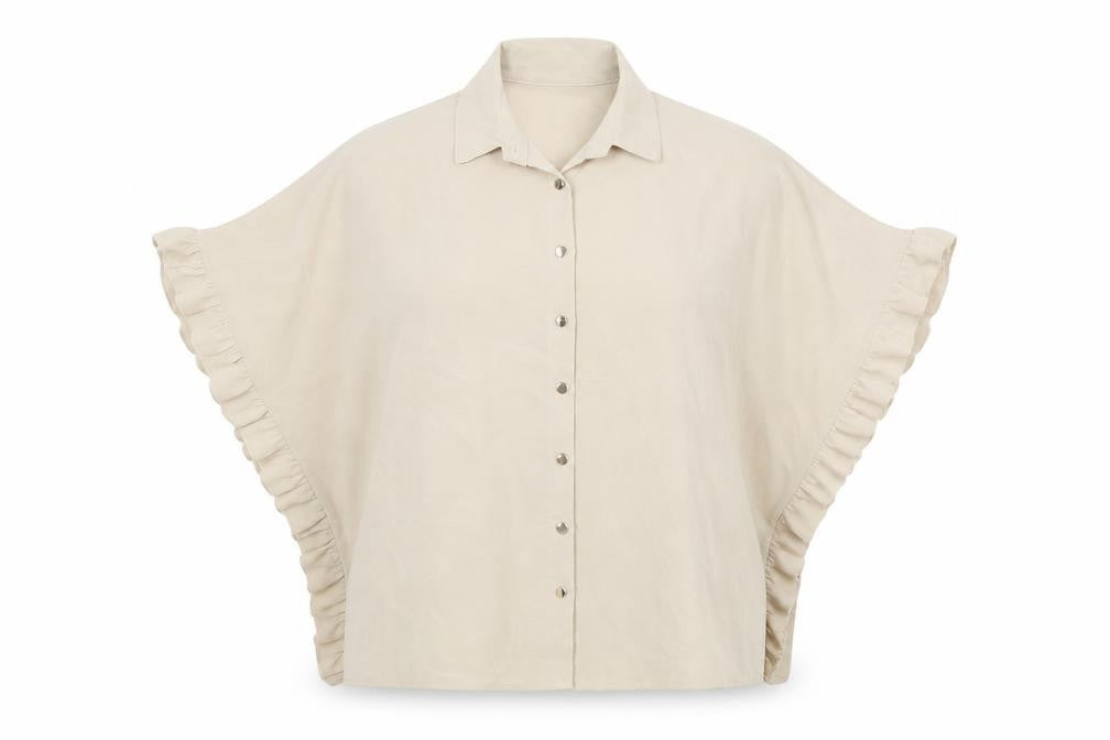 Cameo Rose Womens Beige Polyester Basic Button-Up Size S Collared