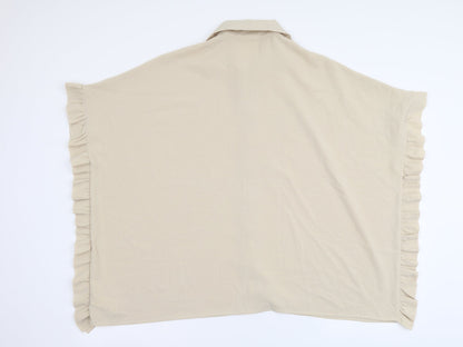 Cameo Rose Womens Beige Polyester Basic Button-Up Size S Collared